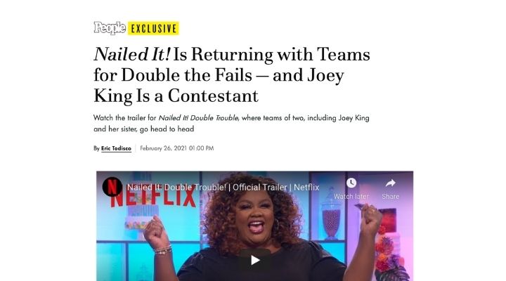 People Magazine Announces Nailed It! Is Returning with Teams for Double the Fails — and Joey King Is a Contestant