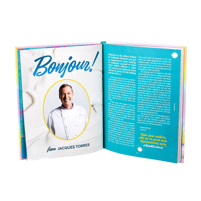Nailed It!: Baking Challenges Signed Cookbook and Celebration Macarons Gift Bundle open book